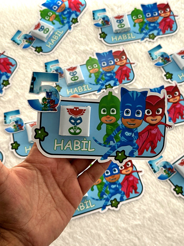PJ Masks Birthday Favor Cards – Personalized Chocolate — Chocoodad Baku