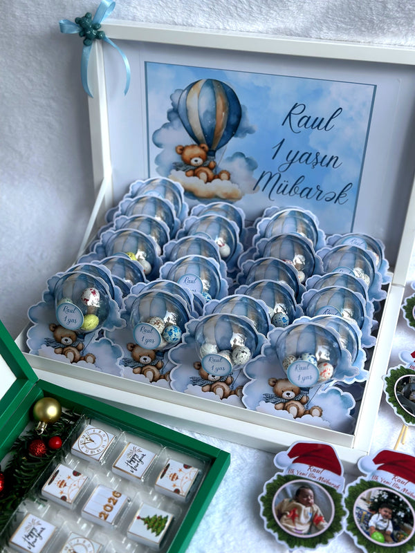 Blue Babyshower Favour Box — Personalised Chocolate Gift — Chocoodad Baku