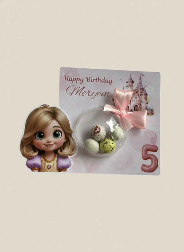 Rapunzel & Stitch Birthday Favour Card — Bonbon Dome Mixed Gift — Chocoodad Baku