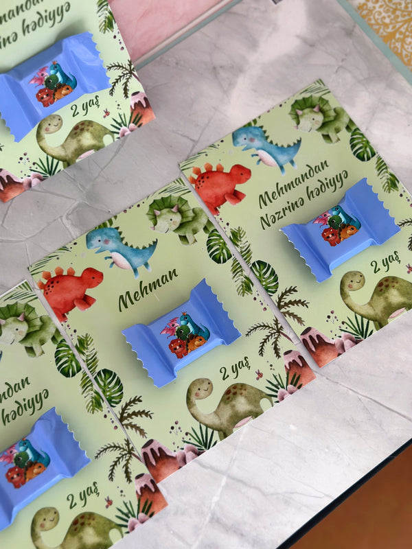 Baby Dinosaur Birthday Chocolate Card — Colourful Dino Favour — Chocoodad Baku