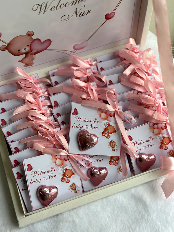 Cute Teddy Bear Newborn Favour Box — Personalised Chocolate Gift — Chocoodad Baku