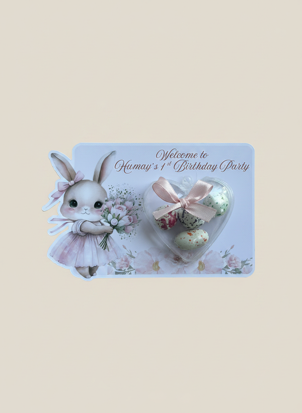 Bunny Ballerina 1st Birthday Favour Card β Floral Bonbon Dome Gift β Chocoodad Baku