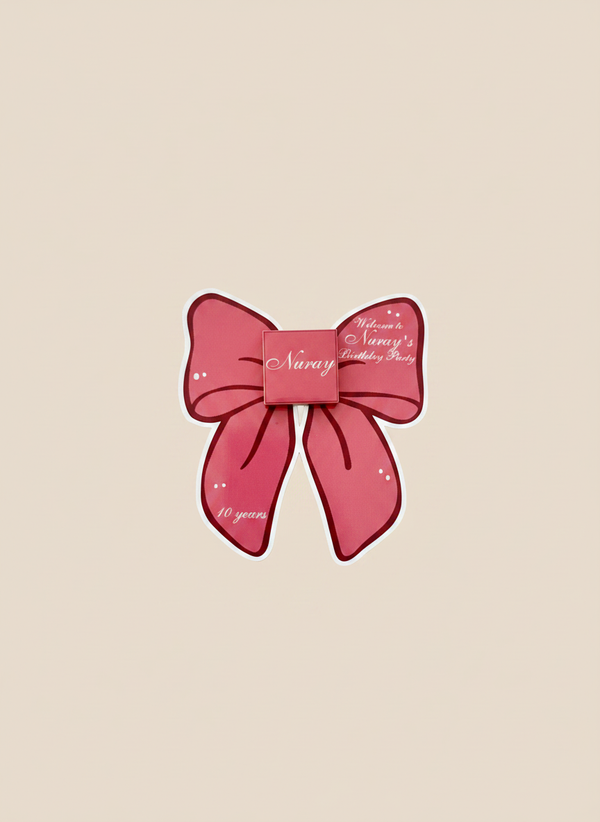 Dark Red Bow Birthday Favour Card — Personalised Chocolate Gift — Chocoodad Baku