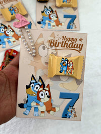 Bluey 7th Birthday Favor Cards with Gifts attached – Personalized Chocolate — Chocoodad Baku