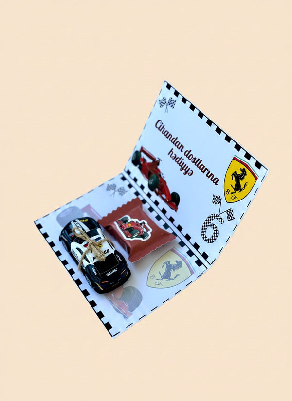 Race Car 6th Birthday Favor Cards with Gifts attached – Personalized Chocolate — Chocoodad Baku