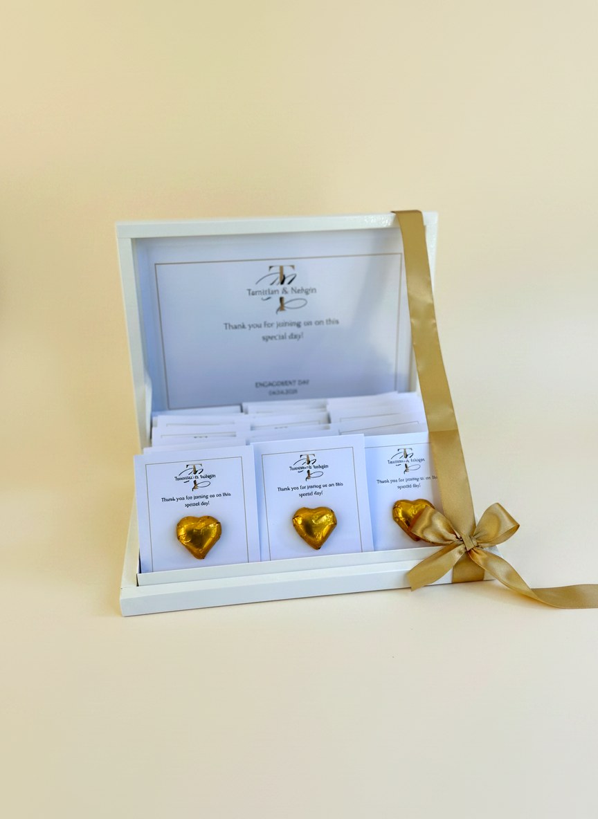 Engagement 24 Favor Cards in Box – Personalized Engagement Chocolate & Box — Chocoodad Baku