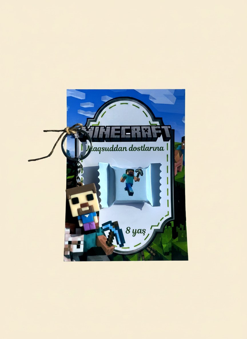 Minecraft 8th Birthday Favor Cards with Gifts attached – Personalized Chocolate — Chocoodad Baku