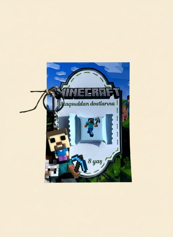 Minecraft 8th Birthday Favor Cards with Gifts attached – Personalized Chocolate — Chocoodad Baku