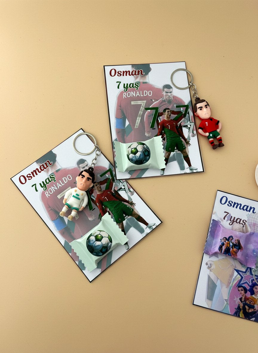 Football & Ronaldo 7th Birthday Favor Cards with Gifts attached – Personalized Chocolate — Chocoodad Baku