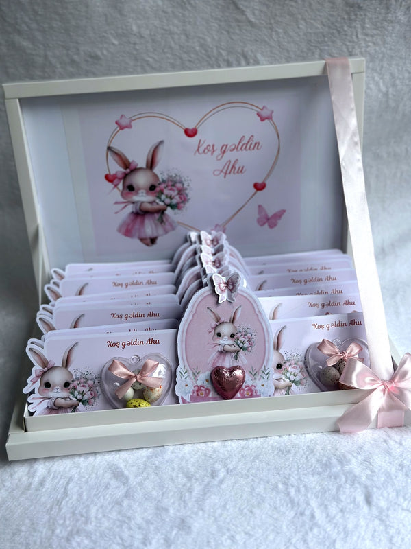 Bunny Baby Welcome (30 Chocolate Cards & Box) – Personalized Chocolate — Chocoodad Baku