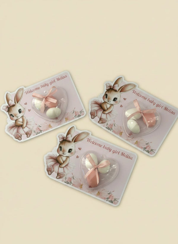Bunny Baby Welcome Favor Cards – Personalized Chocolate – Design 2 — Chocoodad Baku
