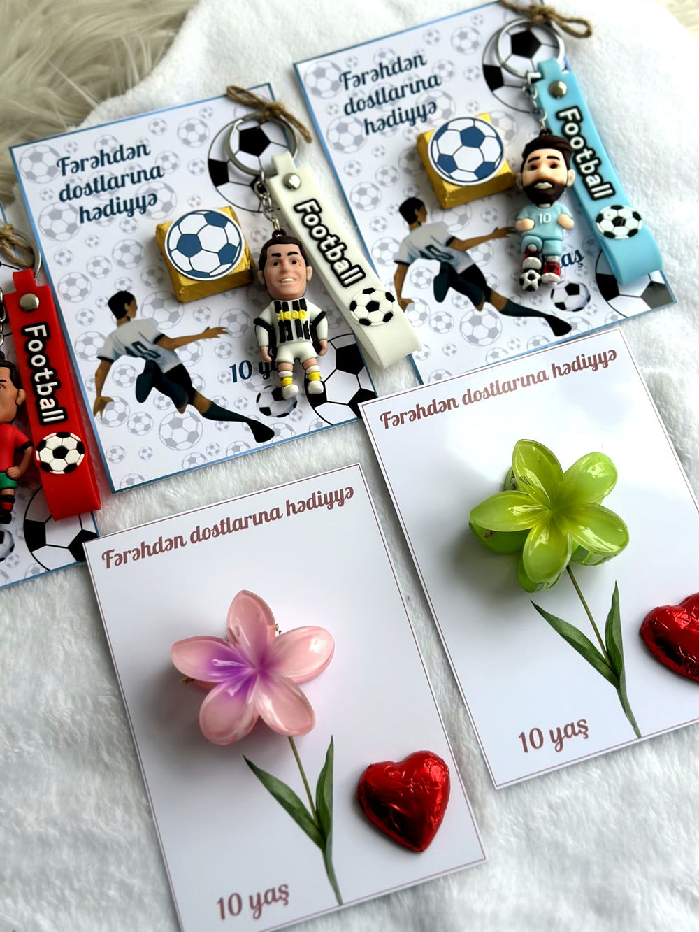 Football & Flowered theme 10th Birthday Favor Cards — Chocoodad Baku