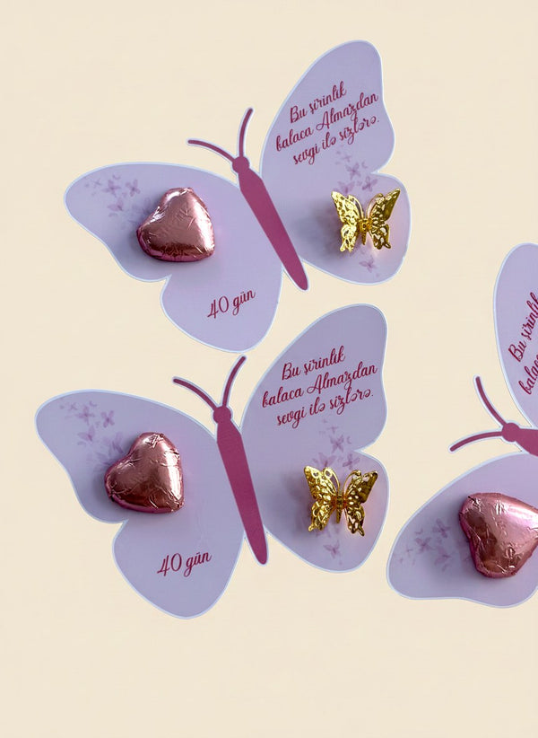 Butterfly 40-Day Baby Favor Cards – Personalized Chocolate — Chocoodad Baku