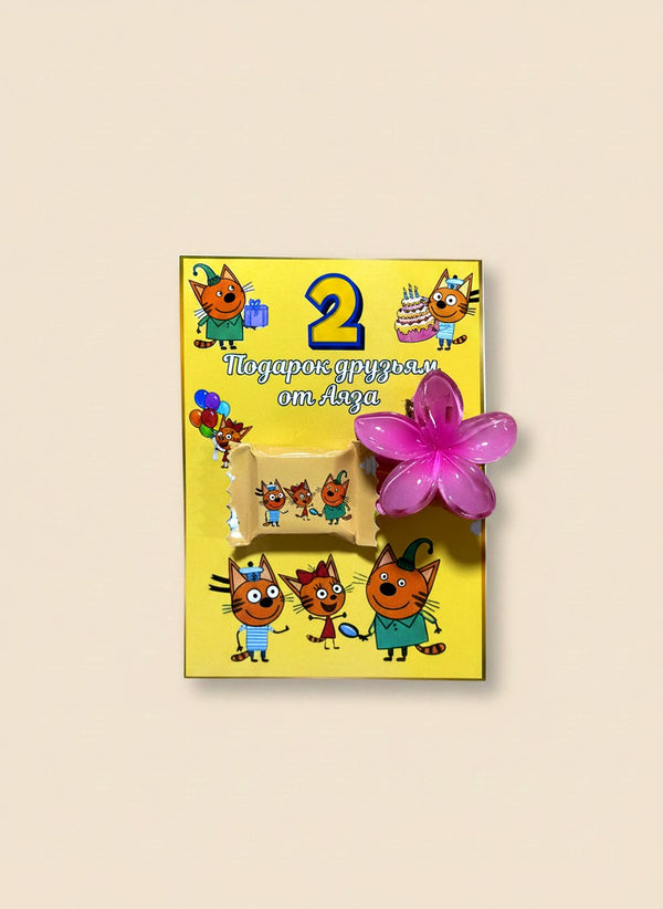 Three cats designed for 2nd Birthday Chocolate Cards with Gift — Chocoodad Baku