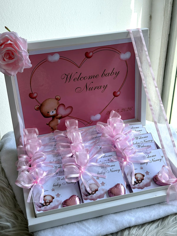 Teddy Bear Baby Welcome (24 Chocolate Cards in Box) — Chocoodad Baku
