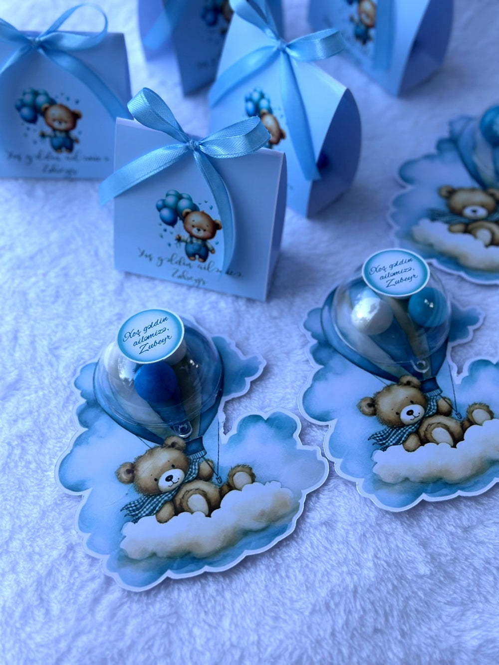 Teddy Bear & Hot Air Balloon Baby Welcome Mini Box – Personalized Chocolate — Chocoodad Baku