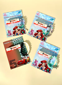 Lightning McQueen & Ariel 5th Birthday Favor Cards with Gifts attached – Kinder Chocolate — Chocoodad Baku