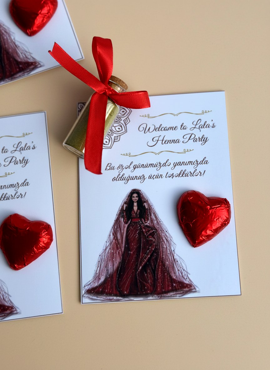 Heart Henna Night Favor Chocolates with Henna Bottle — Chocoodad Baku