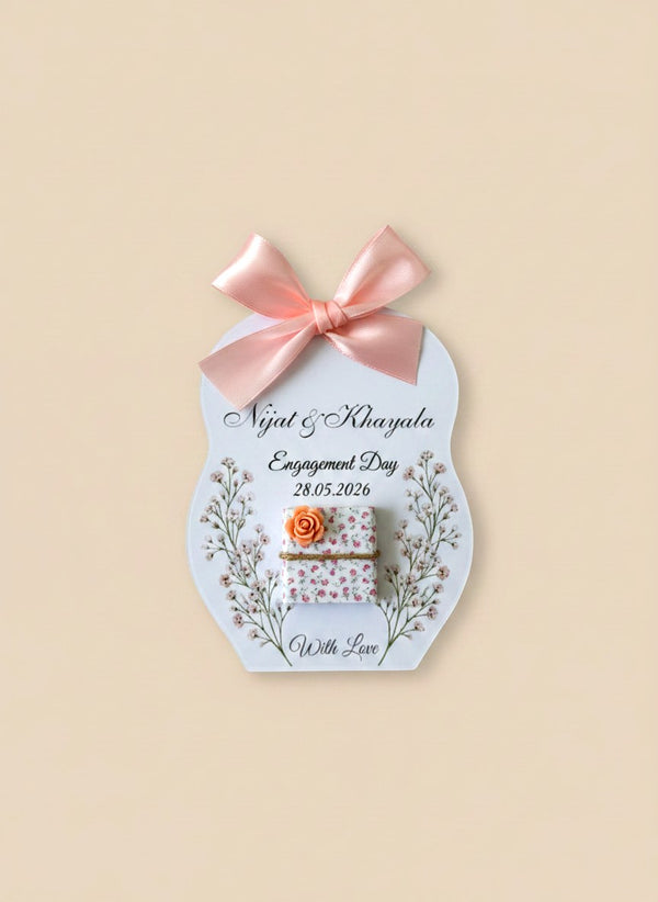 Floral Engagement Favor Cards – Personalized Chocolate — Chocoodad Baku