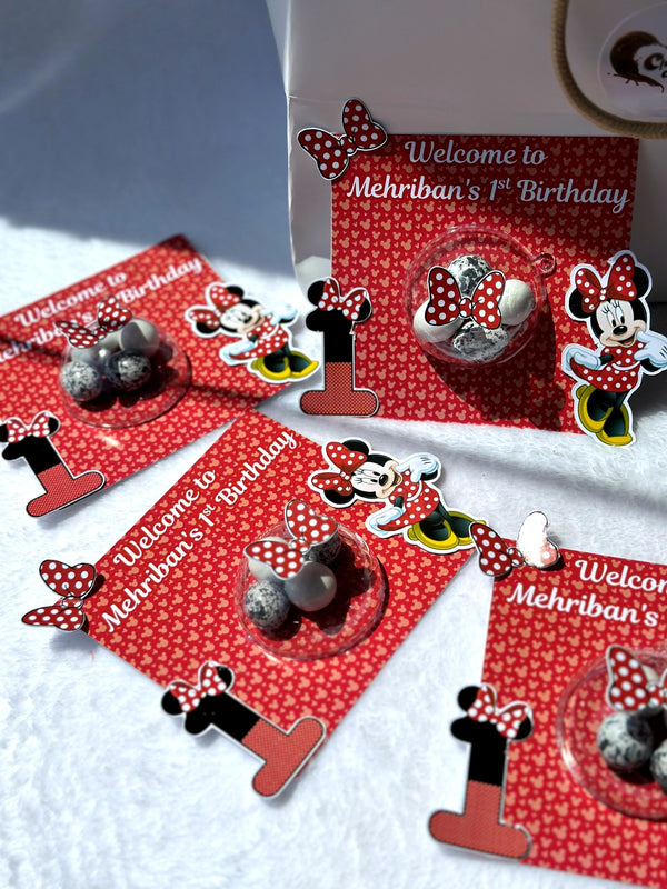 Minnie Mouse 1st Birthday Favor Cards – Personalized Chocolate — Chocoodad Baku