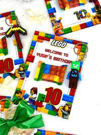 LEGO 10th Birthday Favor Cards with Gifts attached – Personalized Chocolate — Chocoodad Baku