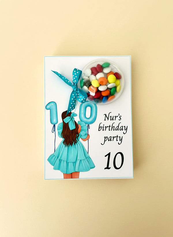 10th Girl Birthday Favor Cards – Personalized Chocolate — Chocoodad Baku