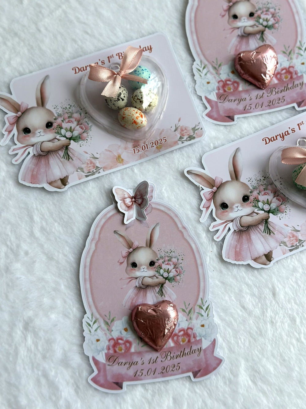 Bunny 1st Birthday Favor Cards – Personalized Chocolate — Chocoodad Baku