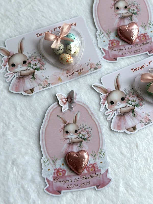 Bunny 1st Birthday Favor Cards – Personalized Chocolate — Chocoodad Baku