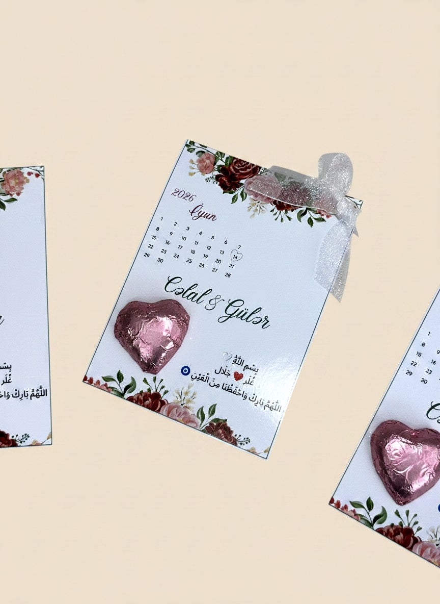 Heart & Rose Wedding and Engagement Favor Cards – Personalized Chocolate — Chocoodad Baku