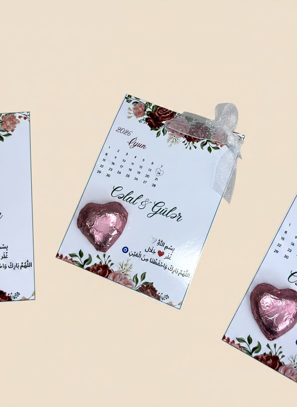 Heart & Rose Wedding and Engagement Favor Cards – Personalized Chocolate — Chocoodad Baku