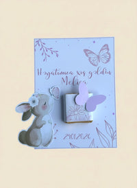 Bunny Baby Girl Welcome Favor Cards – Personalized Chocolate — Chocoodad Baku