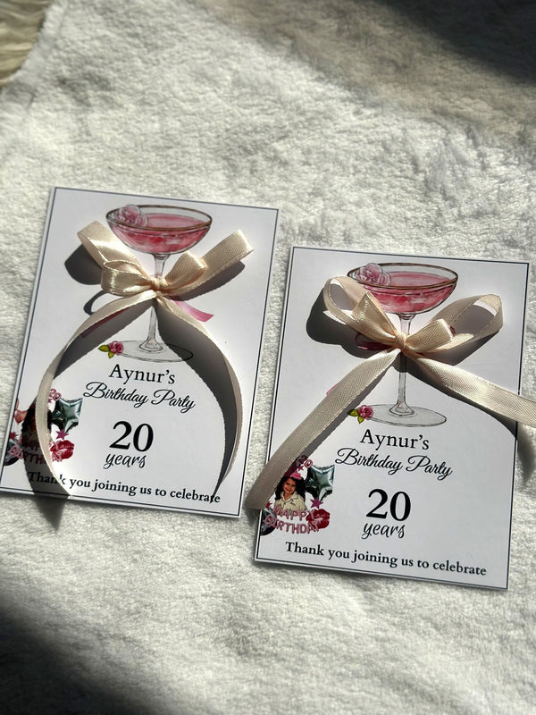 Floral 20th Birthday Favor Cards – Personalized Chocolate — Chocoodad Baku