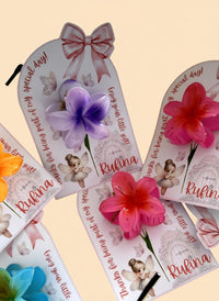Bow Designed Birthday Favor Cards with Hair Brooch — Chocoodad Baku