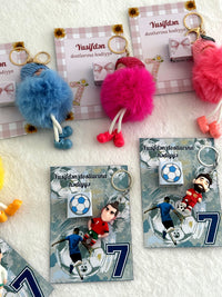 Football & Pom Pom 7th Birthday Favor Cards with Gifts attached – Personalized Chocolate — Chocoodad Baku