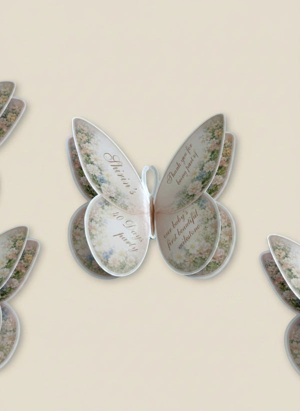 Butterfly Welcome Baby Girl Favor Cards — Chocoodad Baku