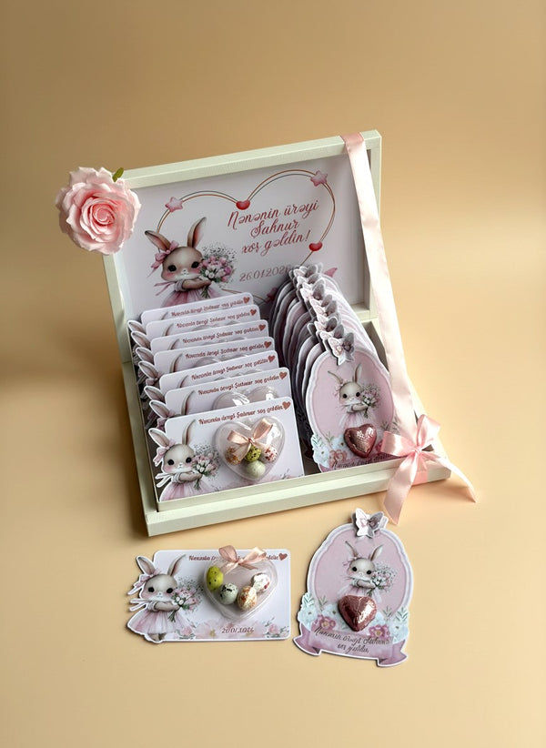 Bunny Baby Welcome Cards – 20 Chocolate Cards and Box — Chocoodad Baku