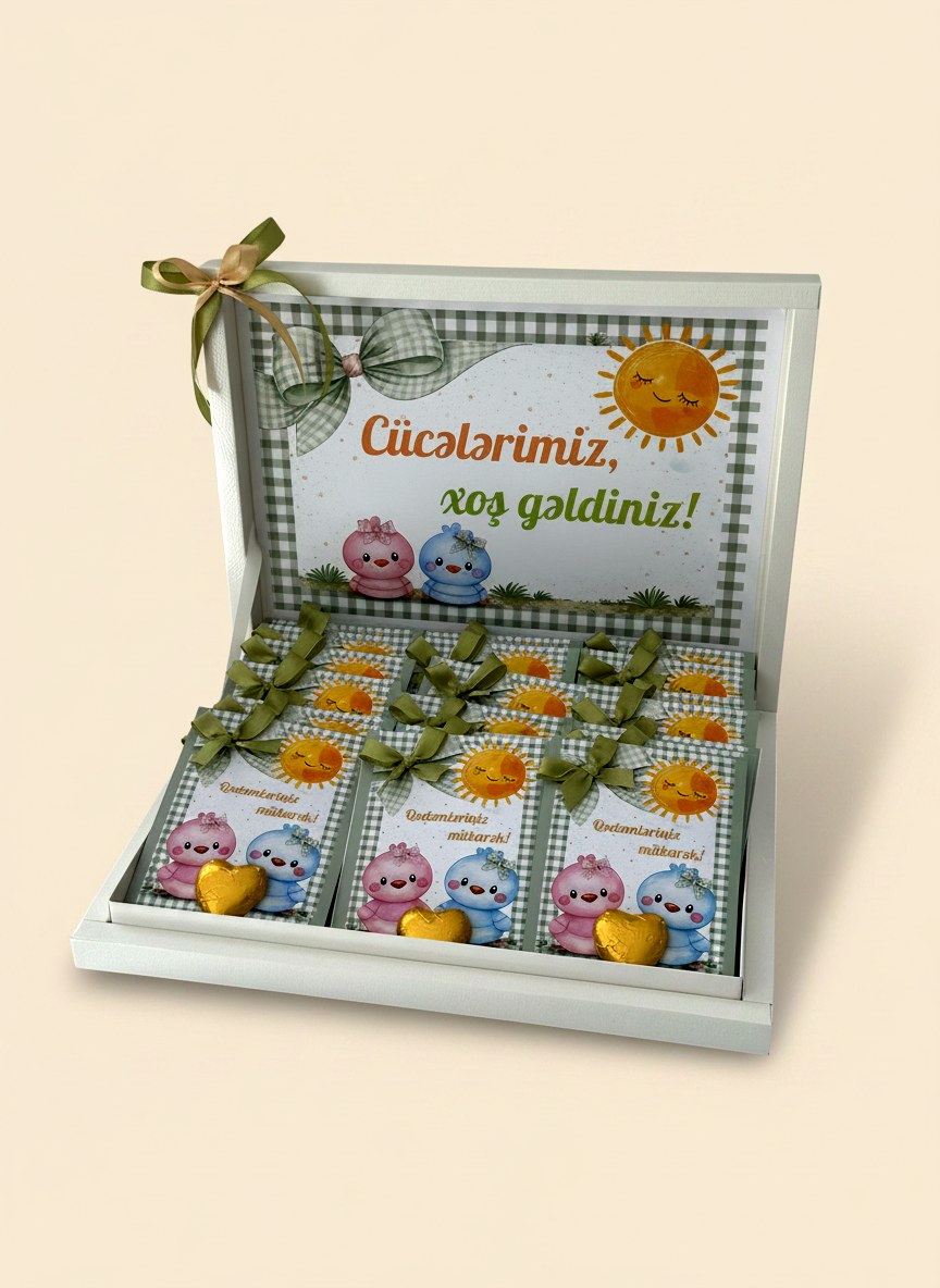 Chick Designed Welcome Twins - 24 Chocolates in Box — Chocoodad Baku