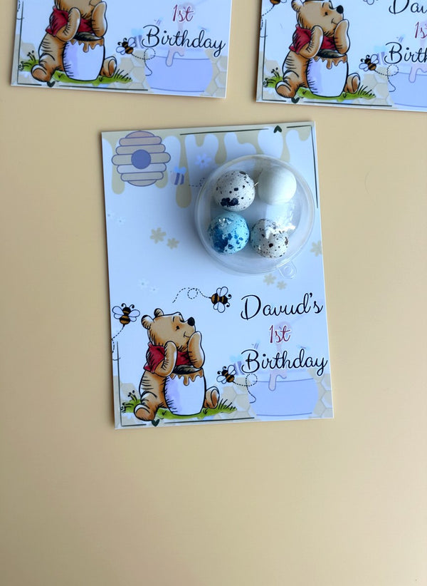 Winnie the Pooh 1st Birthday Favor Cards – Personalized Chocolate – Design 2 — Chocoodad Baku
