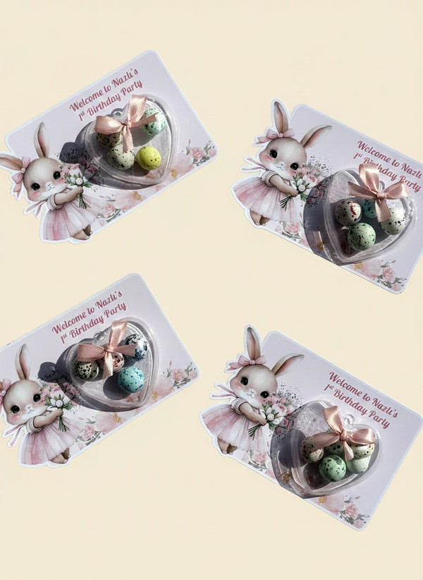 Bunny 1st Birthday Favor Cards – Personalized Chocolate – Design 2 — Chocoodad Baku