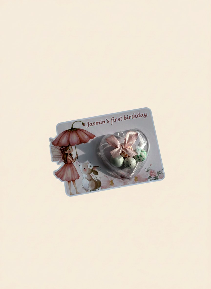 Bunny & Little Angel 1st Birthday Favor Cards – Personalized Chocolate — Chocoodad Baku