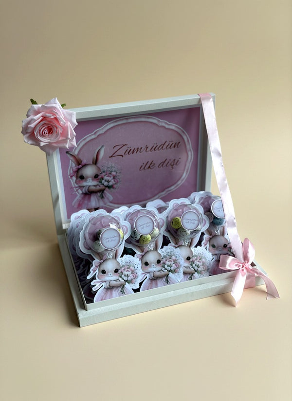 Bunny Baby Welcome Cards (20 Chocolate Cards and Box) — Chocoodad Baku