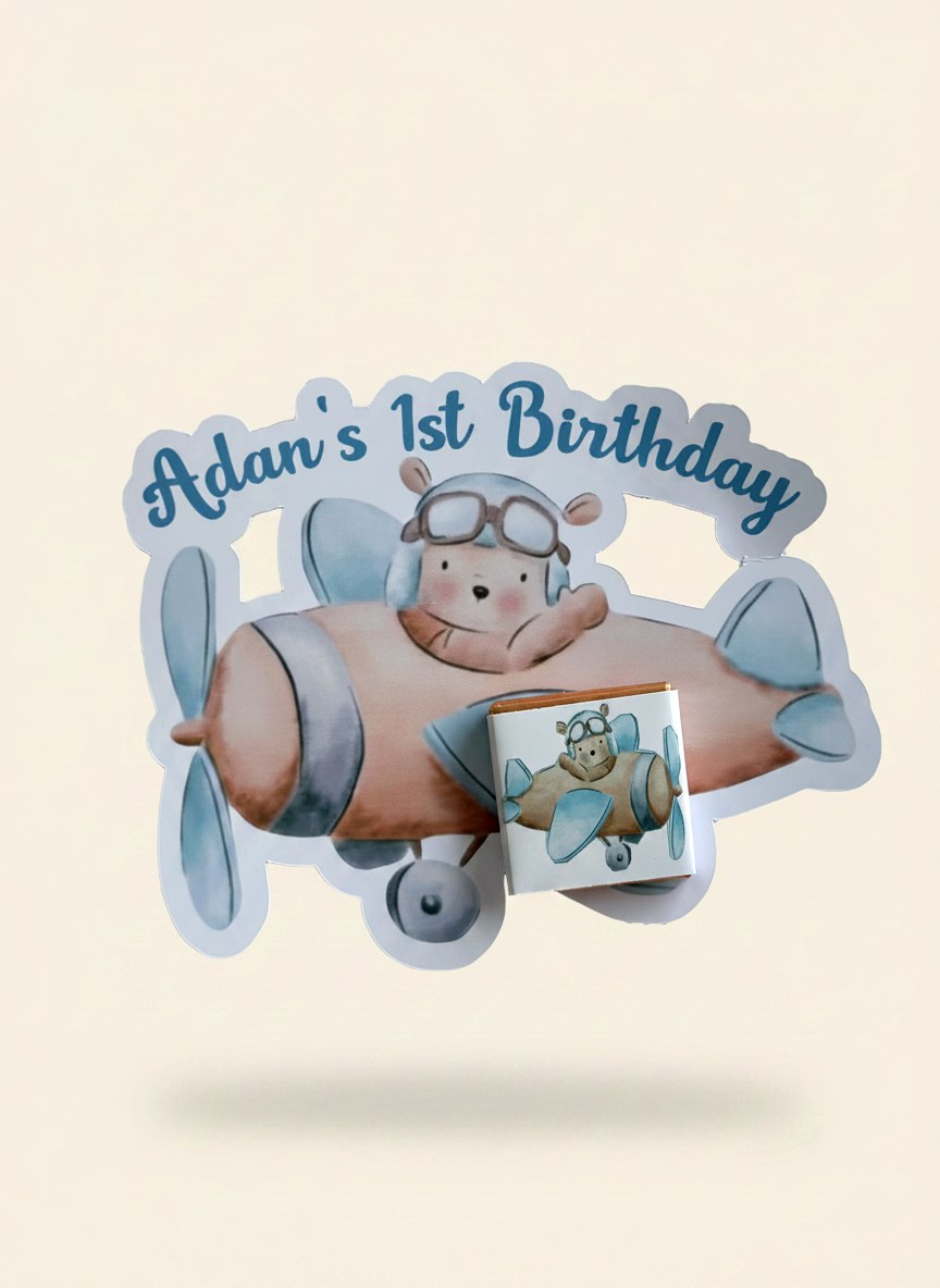 Teddy Bear 1st Birthday Favor Cards – Personalized Chocolate — Chocoodad Baku