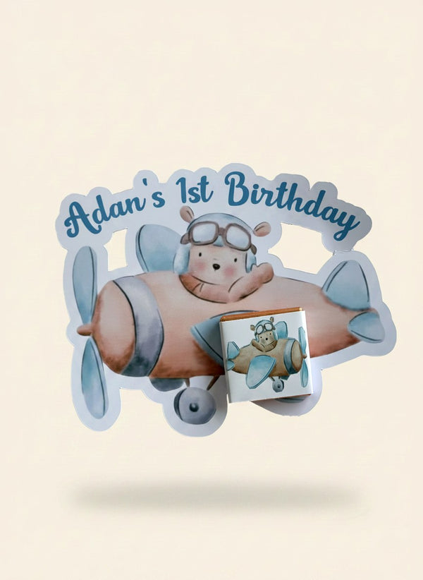 Teddy Bear 1st Birthday Favor Cards – Personalized Chocolate — Chocoodad Baku