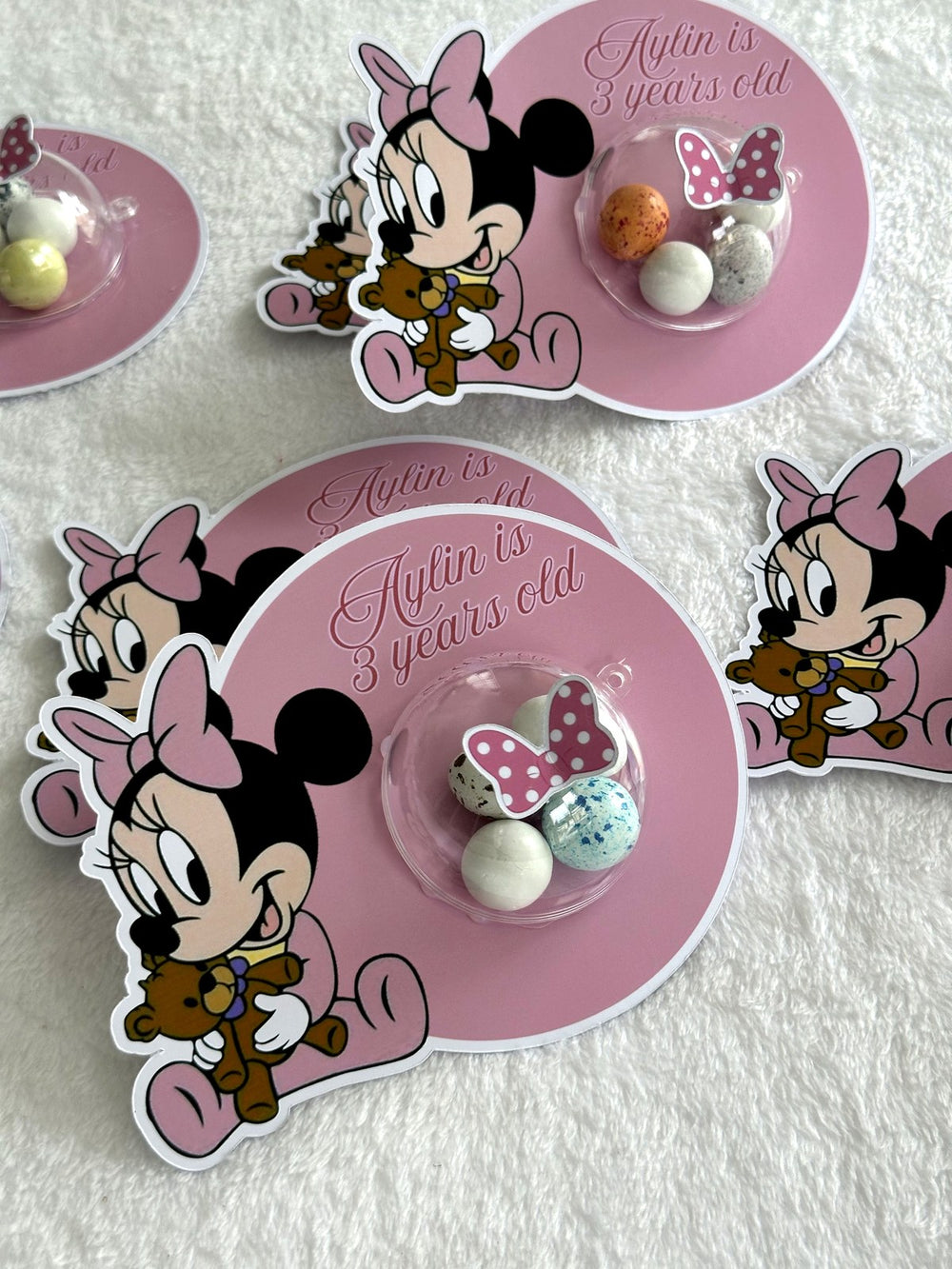 Minnie Mouse 3rd Birthday Favor Cards – Personalized Chocolate — Chocoodad Baku