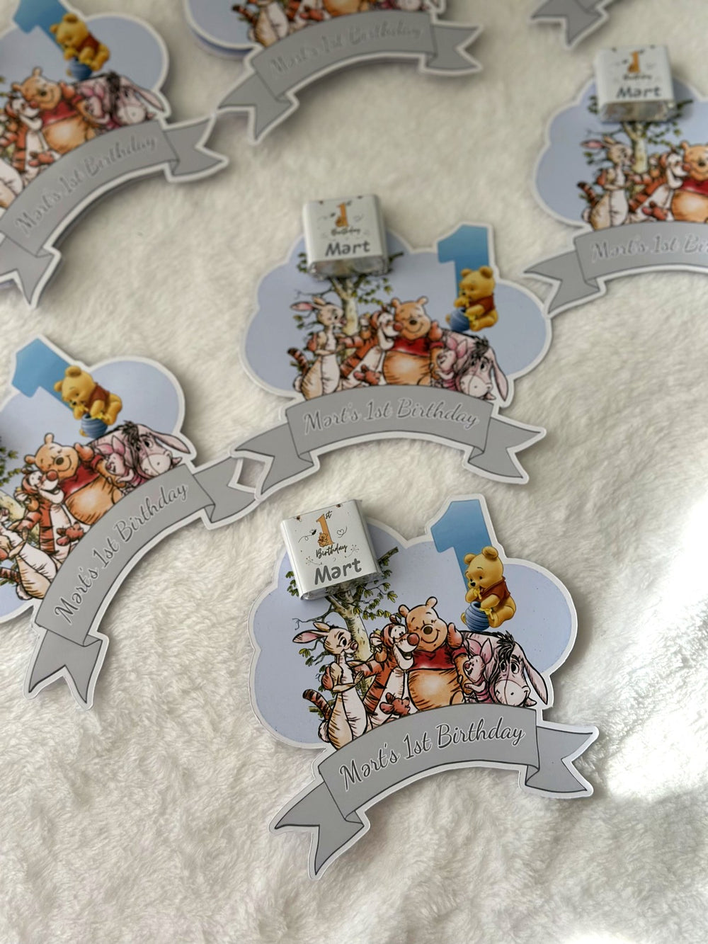 Winnie the Pooh 1st Birthday Favor Cards – Personalized Chocolate — Chocoodad Baku