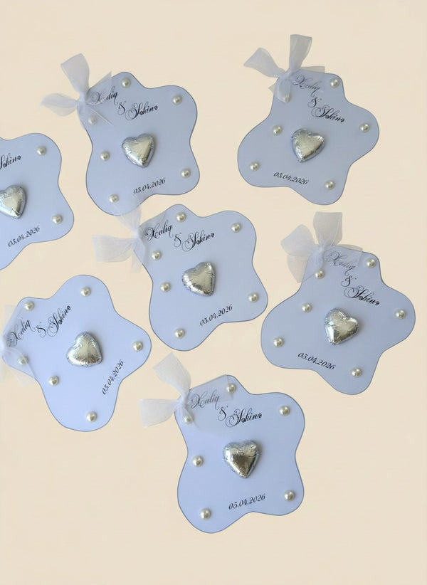 Engagement Chocolate Cards with Pearls – Personalized Engagement Chocolate — Chocoodad Baku