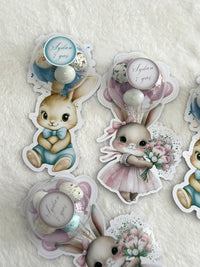 For Twin Babies in Bunny designed 3rd Birthday Favor Cards – Personalized Chocolate — Chocoodad Baku