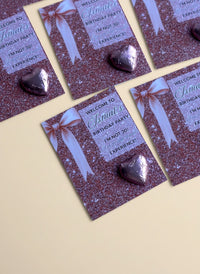 Rose Bow Birthday Favor Cards – Personalized Chocolate — Chocoodad Baku