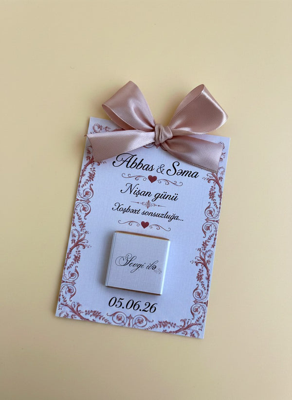 Floral Engagement Favor Cards – Personalized Chocolate – Design 2 — Chocoodad Baku