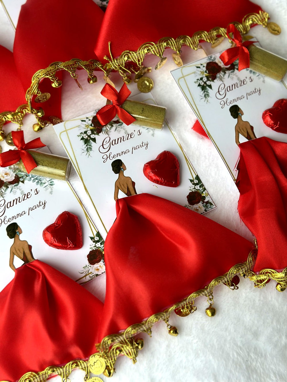 Heart Henna Night Favor Cards – Personalized Chocolate – Design 2 — Chocoodad Baku